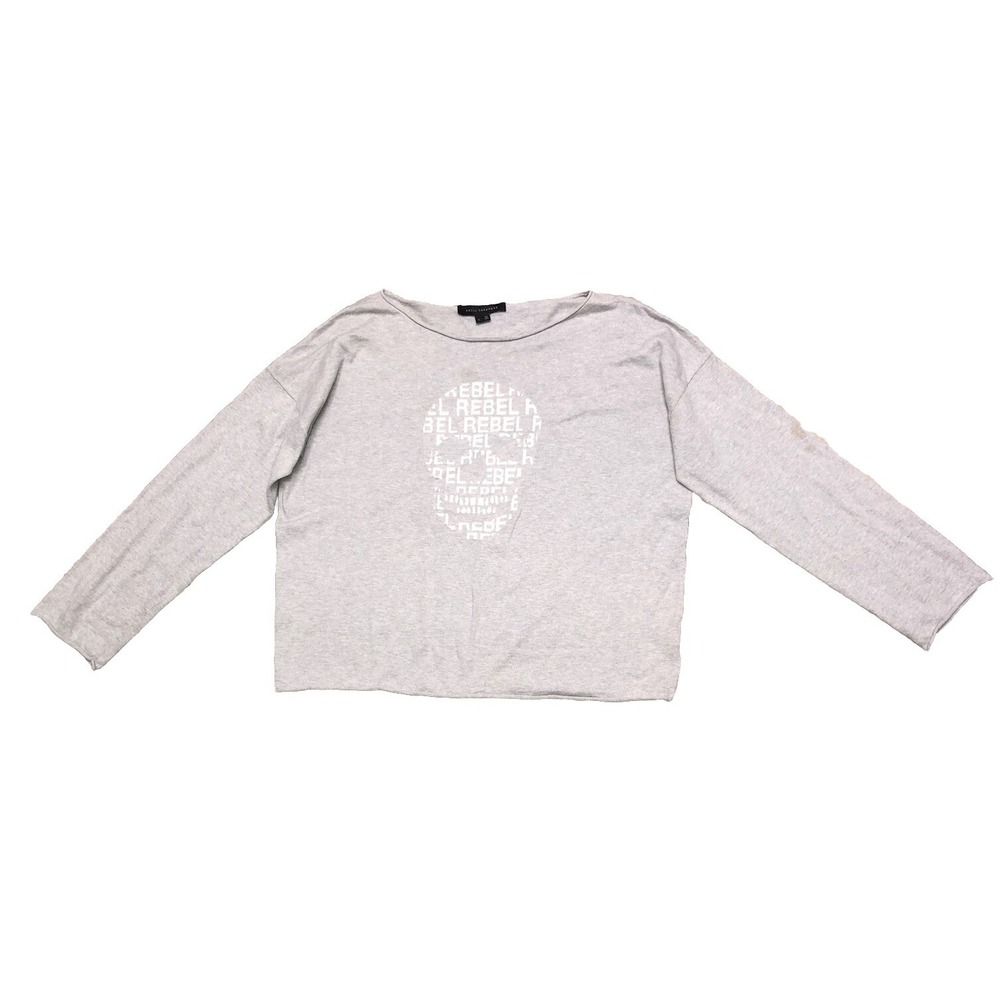 Skull Cashmere Rebel Skull Sweater Women's L Gray  Cashmere Blend Oversized Boxy